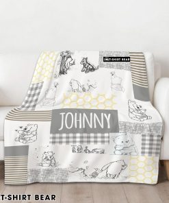 Winnie The Pooh Vintage Patchwork Classic Blanket Fleece Customized Blanket