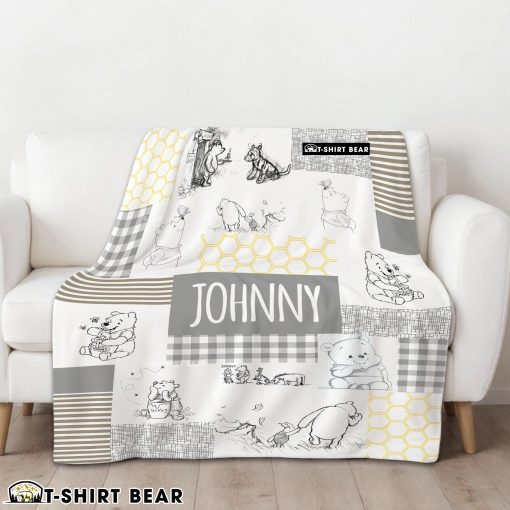 Winnie The Pooh Vintage Patchwork Classic Blanket Fleece Customized Blanket