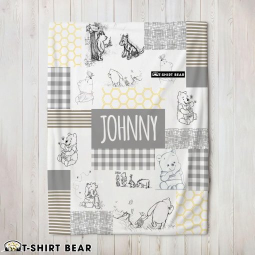 Winnie The Pooh Vintage Patchwork Classic Blanket Fleece Customized Blanket