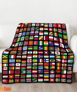 World Flags Grid Colorful International Countries Flag Blanket Fleece Blanket
