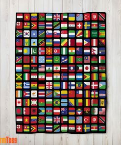 World Flags Grid Colorful International Countries Flag Blanket Fleece Blanket