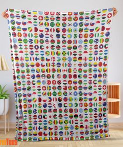 World Flags International Flags Collage Blanket Fleece Blanket