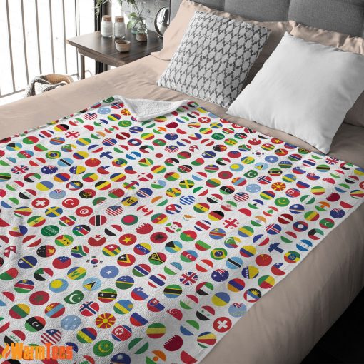 World Flags International Flags Collage Blanket Fleece Blanket