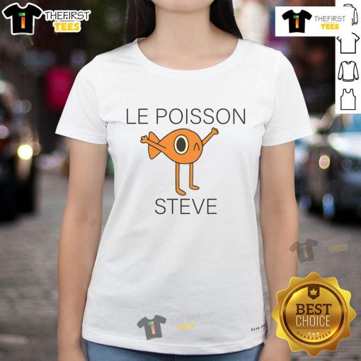 Funny fish Le Poisson Steve ladies tee featuring a whimsical fish design, perfect for ocean lovers and casual wear.