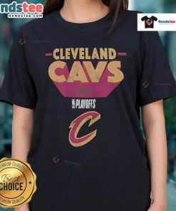 Alt Text: Nice Cleveland Cavaliers 2025 Playoff Participant Master Ladies Tee featuring team colors and logo, perfect for fans.