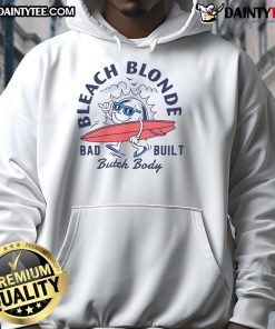 Awesome Bad Built Butch Body in a stylish bleach blonde hoodie, showcasing a bold streetwear look.