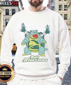 Awesome Baja Blastoise Turtle Pokemon sweatshirt featuring vibrant graphics and cozy design for fans and collectors.