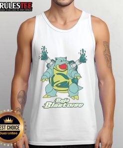 Awesome Baja Blastoise turtle Pokmon tank top featuring vibrant graphics of Blastoise and a stylish design.
