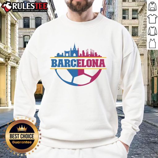 Stylish Awesome Barcelona City Sweatshirt featuring vibrant city graphics, perfect for urban fashion lovers.