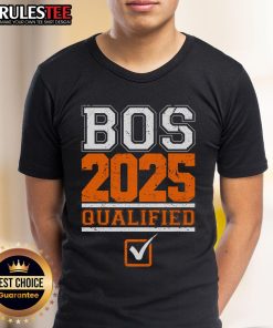 Awesome Boston Qualified Annual Race 2025 Marathon T-Shirt design featuring vibrant graphics and event details.
