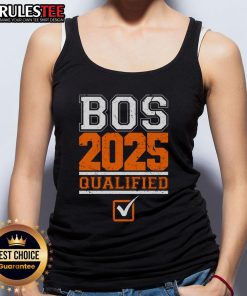 Awesome Boston Qualified Annual Race 2025 Marathon tank top featuring vibrant design and running logo for athletes.