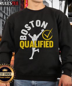 Alt Text: Awesome Boston Qualifier Proud Marathon Running Sweatshirt in blue, showcasing a runner's spirit and achievement.