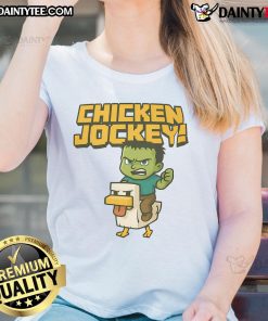 Awesome Chicken Jockey Minecraft baby zombie riding a chicken on a stylish ladies tee shirt design.