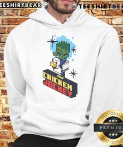 Awesome Chicken Jockey vintage Minecraft hoodie featuring a whimsical chicken riding a jockey, perfect for gamers and fans.