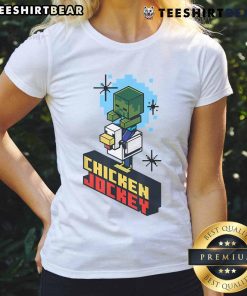 Awesome Chicken Jockey vintage Minecraft tee for ladies featuring a playful chicken and jockey design.