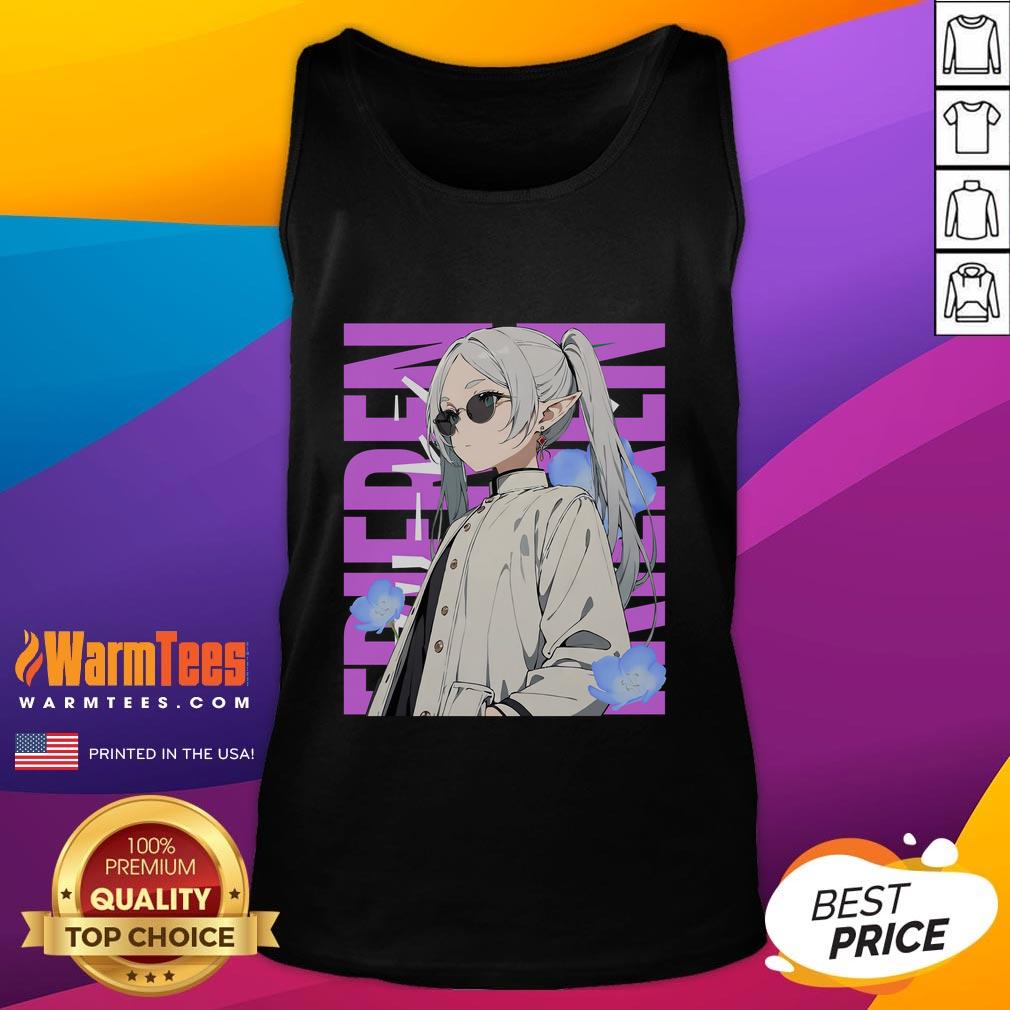 Awesome Cool Chill Day With Frieren Tank Top Stylish woman enjoying an awesome cool chill day in a 'Frieren' tank top, perfect for summer outings and casual wear.