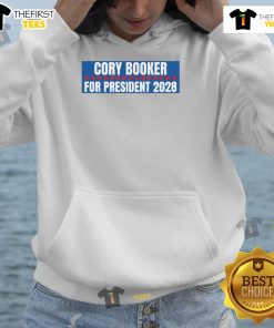 Cory Booker For President 2028 hoodie featuring bold text and a stylish design, perfect for supporters and fans.