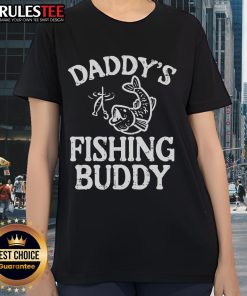 Awesome Daddy's Fishing Buddy Ladies Tee featuring a fun fishing graphic, perfect for outdoor-loving moms.