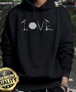 Awesome drummers drumming in stylish Drum Love hoodie, showcasing passion for music and rhythm.