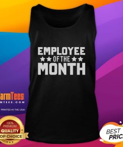 Stylish Awesome Employee of the Month tank top displayed on a hanger, perfect for celebrating workplace achievements.
