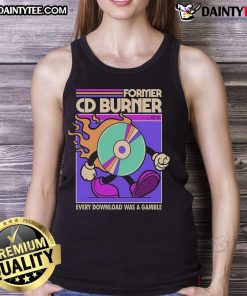 Awesome former CD burner graphic on a Gample tank top, showcasing retro tech style and nostalgia in fashion.