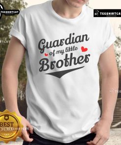 Awesome Guardian Of My Little Brother T-Shirt featuring a playful design perfect for proud siblings and family fun.