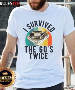 Alt Text: Awesome I Survived The 60s Sixties Twice 70th Birthday 60th T-Shirt design featuring retro graphics and vibrant colors.