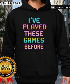 Alt Text: Awesome I've Played These Games Before Retro Gamer Hoodie featuring classic game graphics and vibrant colors.