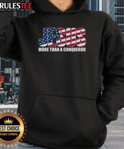 Alt Text: Awesome Jesus More Than A Conqueror Hoodie featuring bold text and stylish design, perfect for faith-inspired fashion.