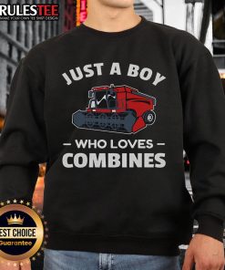Awesome sweatshirt for boys featuring a red combine harvester design, perfect for young farming enthusiasts.