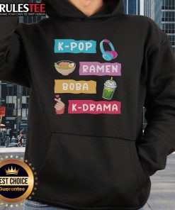 Awesome K-Pop Ramen Boba K-Drama Hoodie featuring colorful graphics and a cozy design for fans of Korean pop culture.