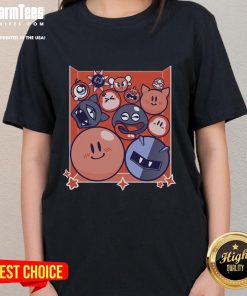 Awesome Kirby Puffball Drop Ladies Tee featuring a playful design, perfect for fans of the beloved video game character.