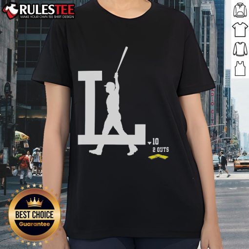 Awesome Los Angeles Dodgers baseball logo on a stylish ladies tee, perfect for fans supporting their team in style.