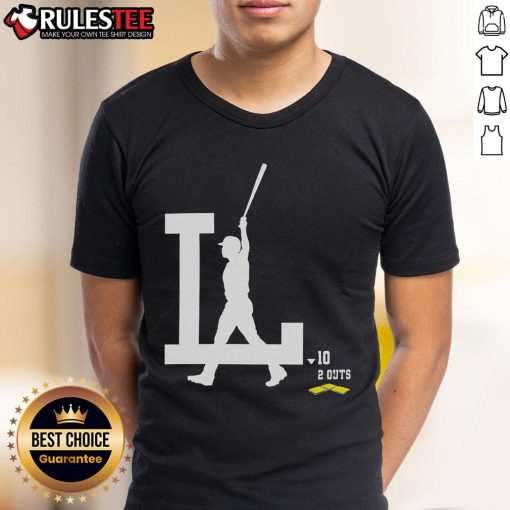 Alt Text: Awesome Los Angeles Dodgers Baseball Logo T-Shirt featuring 10 2 Outs design for passionate fans and sports enthusiasts.