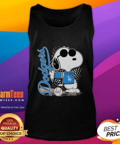Alt Text: Awesome Los Angeles Dodgers X Snoopy pose tank top featuring a playful design perfect for baseball fans.