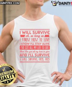 Awesome Lyriclyfe I Will Survive tank top featuring bold graphic design and vibrant colors for stylish casual wear.