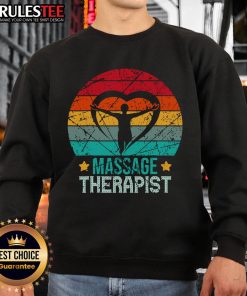 Alt Text: Awesome massage therapist sweatshirt featuring a retro sunset and inspirational occupational therapy quote.