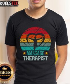 Awesome Massage Therapist retro sunset design on an occupational therapy quote T-shirt for wellness professionals.