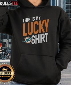 Miami Dolphins hoodie with bold design, perfect for fans showcasing their team spirit and luck in style.