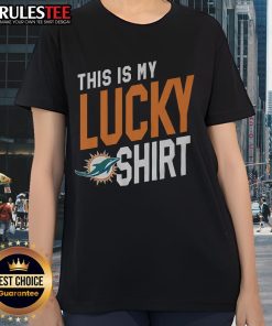 Awesome Miami Dolphins This Is My Lucky Ladies Tee in vibrant colors, perfect for fans showing team spirit.