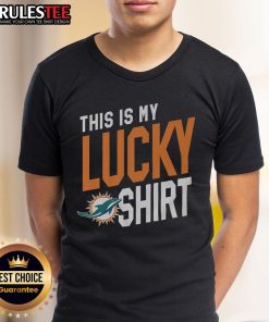 Alt Text: Awesome Miami Dolphins This Is My Lucky T-Shirt featuring team colors and logo for die-hard fans.