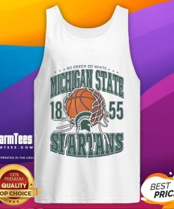 Alt Text: Awesome Michigan State Spartans cut the net tank top featuring team colors and logo, perfect for game day.