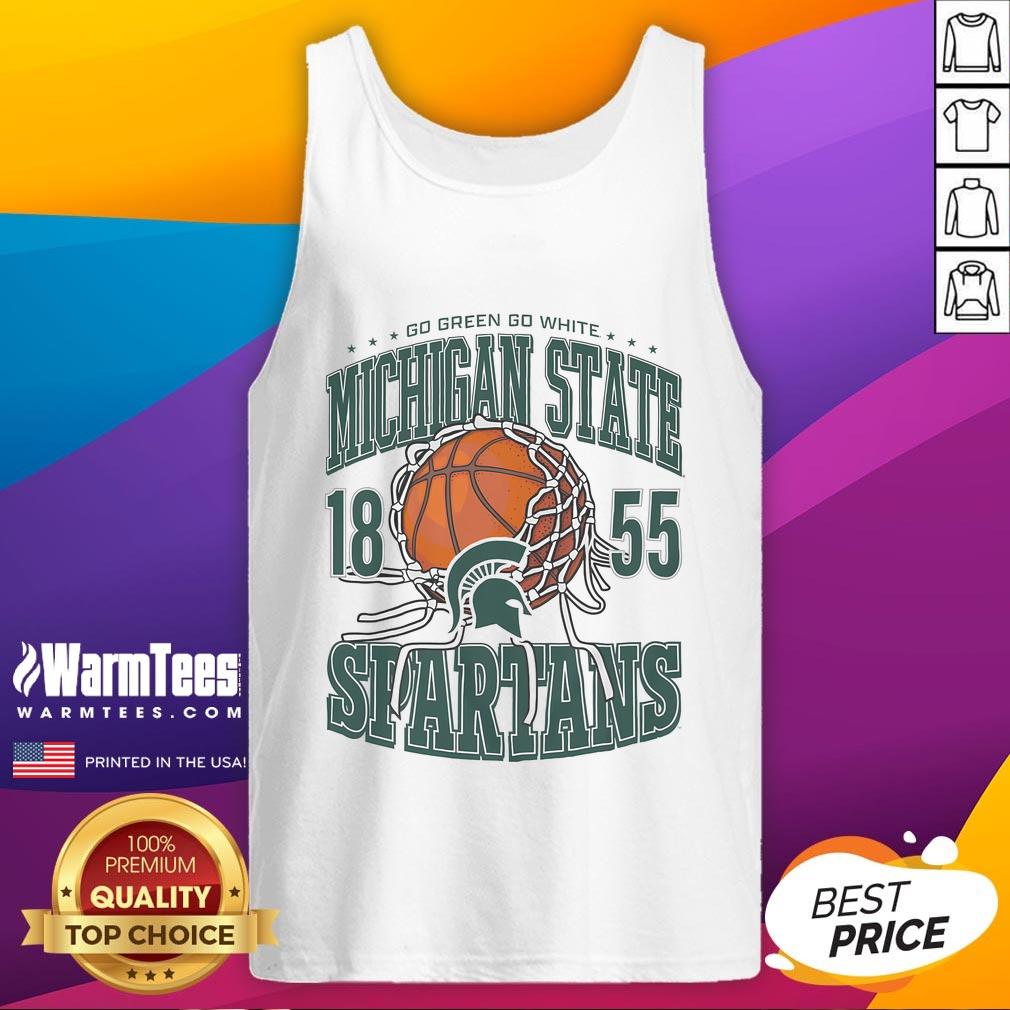 Awesome Michigan State Spartans Cut The Net Tank Top Alt Text: Awesome Michigan State Spartans cut the net tank top featuring team colors and logo, perfect for game day.