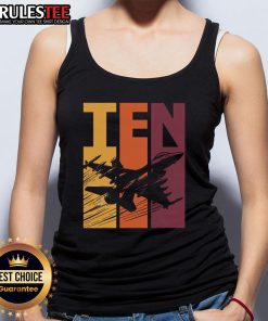 Retro military fighter jet tank top for a ten-year-old boy's 10th birthday celebration, perfect gift idea.