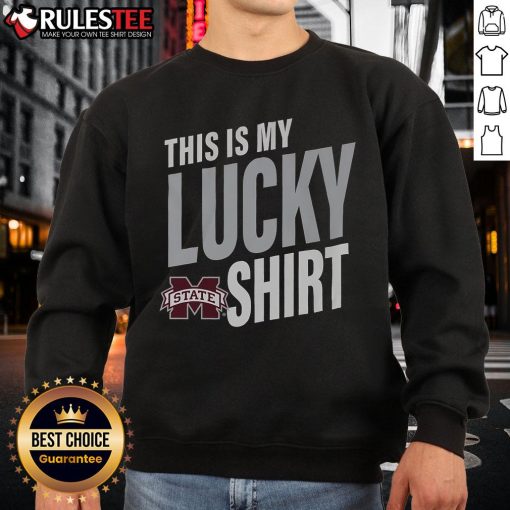 Awesome Mississippi State Bulldogs sweatshirt, perfect for fans showcasing team spirit and luck on game day.
