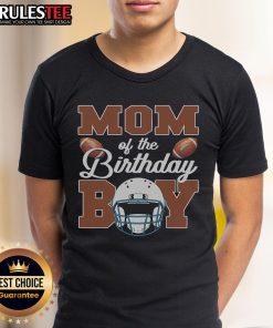 Awesome Mom of the Birthday Boy Football T-Shirt featuring playful design, perfect for celebrating her son's special day.