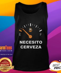 Awesome 'Necesito Cerveza - I Need Beer' tank top featuring bold text design, perfect for beer lovers and summer wear.