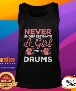 Awesome Never Underestimate A Girl With Drums Tank Top featuring a bold graphic design, perfect for music lovers.