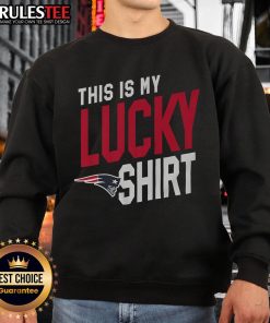 Alt Text: Awesome New England Patriots sweatshirt for fans, showcasing team pride and luck on game day.