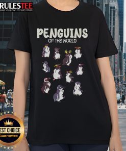Awesome penguins graphic on a retro ladies tee, perfect for animal lovers and fans of wildlife fashion.